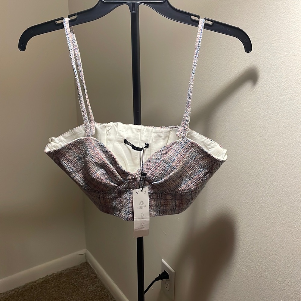 NWT zara plaid crop tank sz.s 216